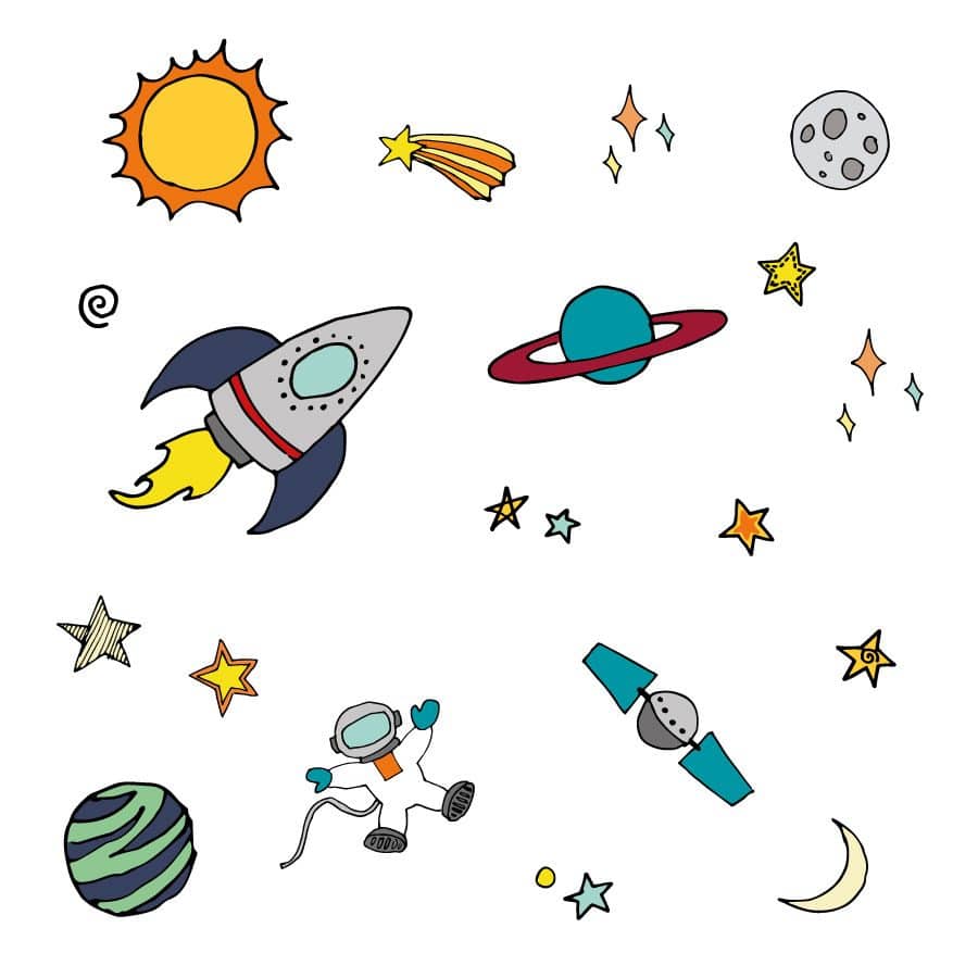 Hand drawn space wall sticker set | Space wall stickers | Stickerscape | UK