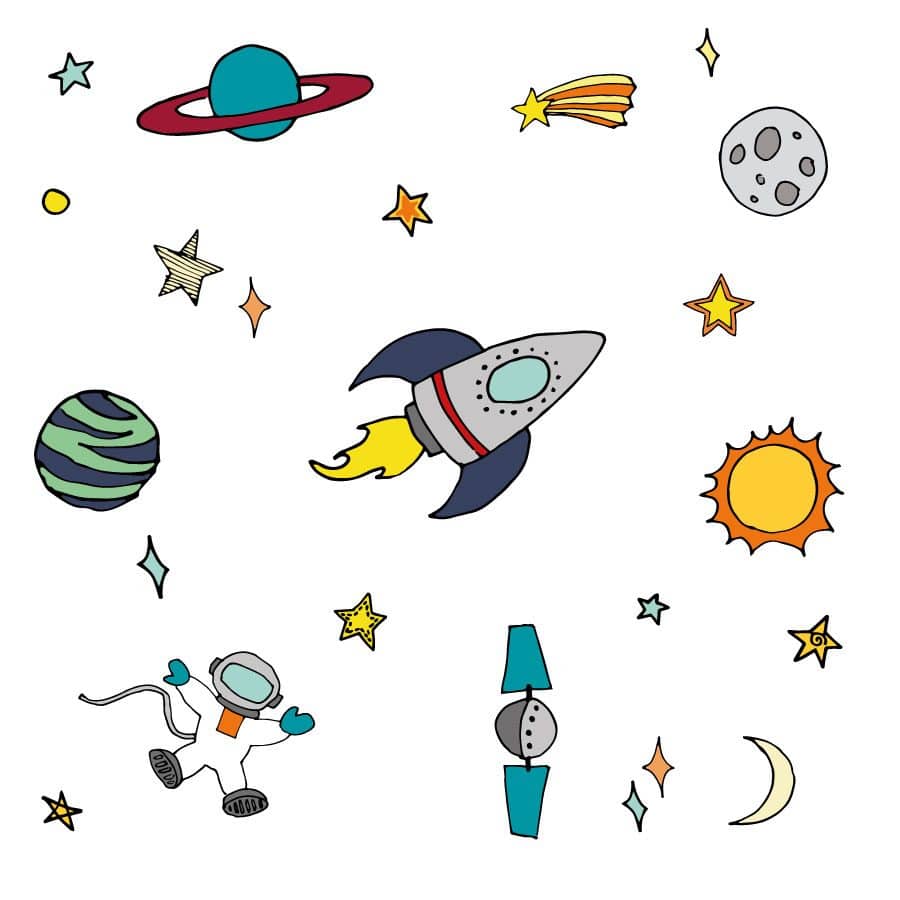 Hand drawn space window stickers | Space wall stickers | Stickerscape | UK