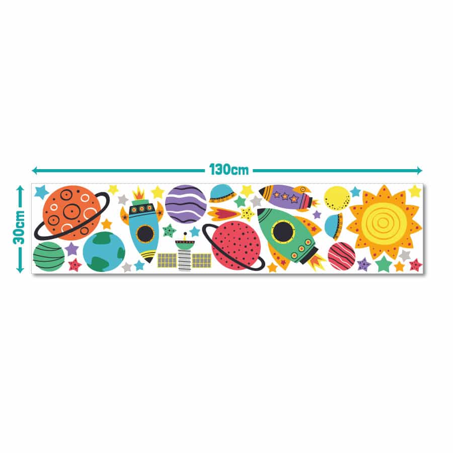 Colourful space wall stickers pack sheet size