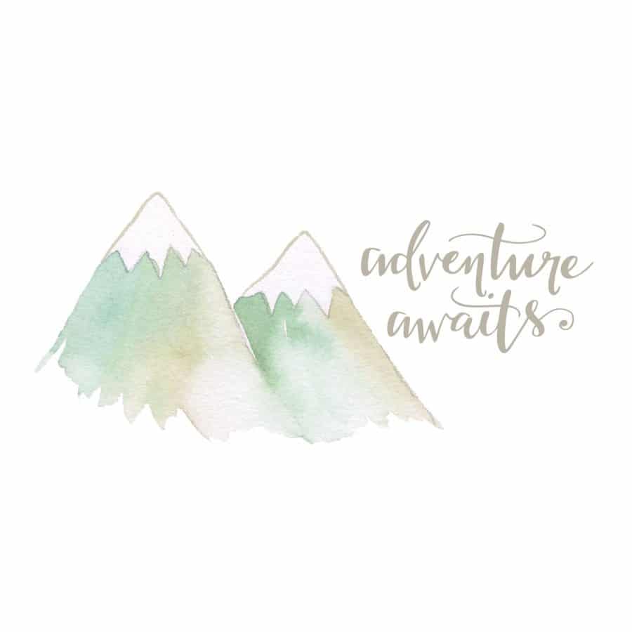 Adventure awaits mountain wall sticker pack in aqua