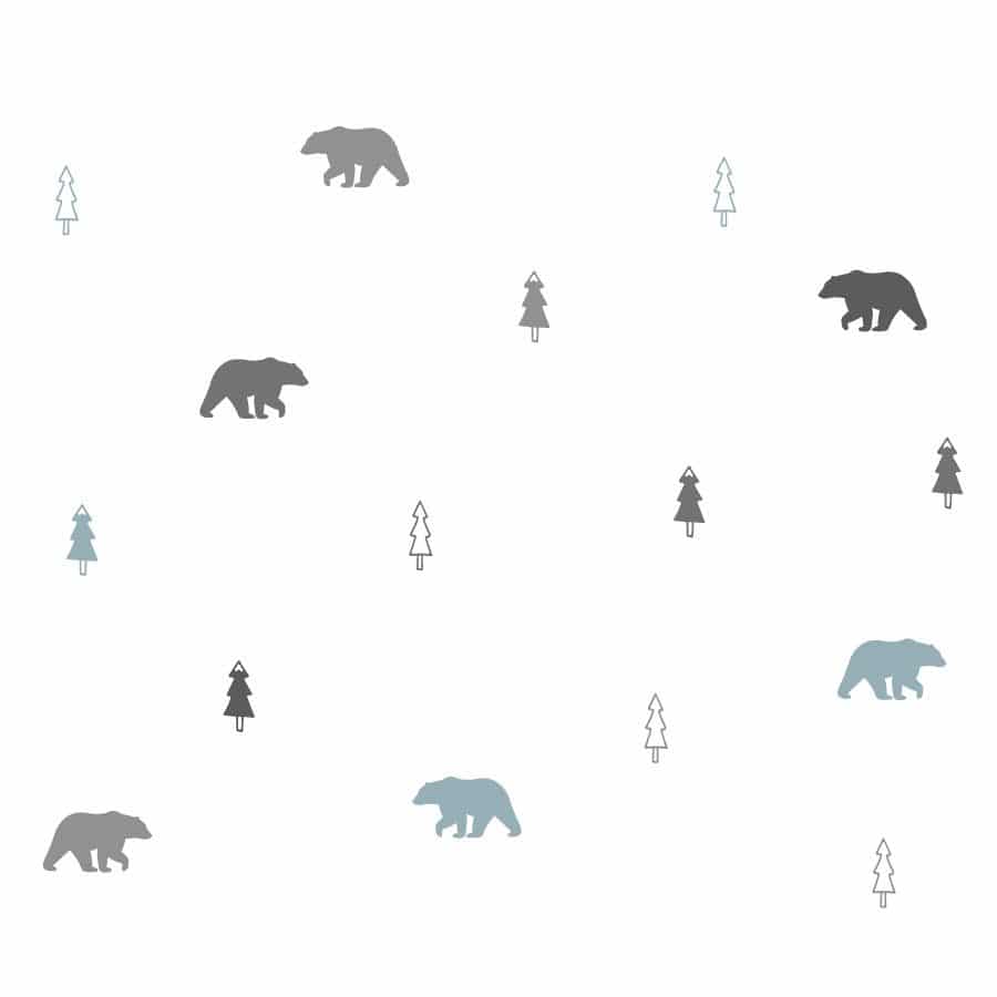 Bear forest wall sticker pack in marine mix perfect for creating a scandinavian forest theme