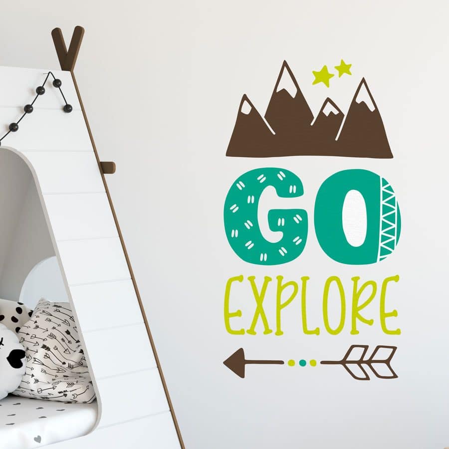 Go explore woodland wall sticker perfect for decorating a contemporary woodland themed bedroom