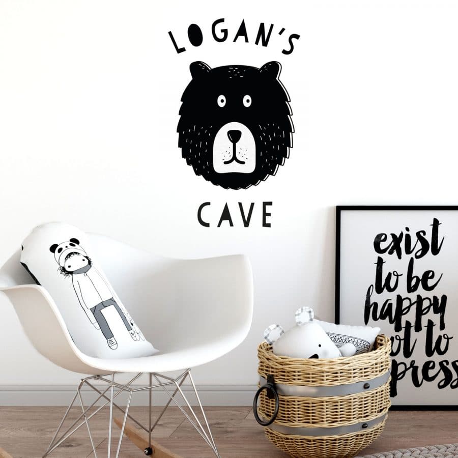 Personalised bear cave wall sticker perfect addition to a woodland themed room