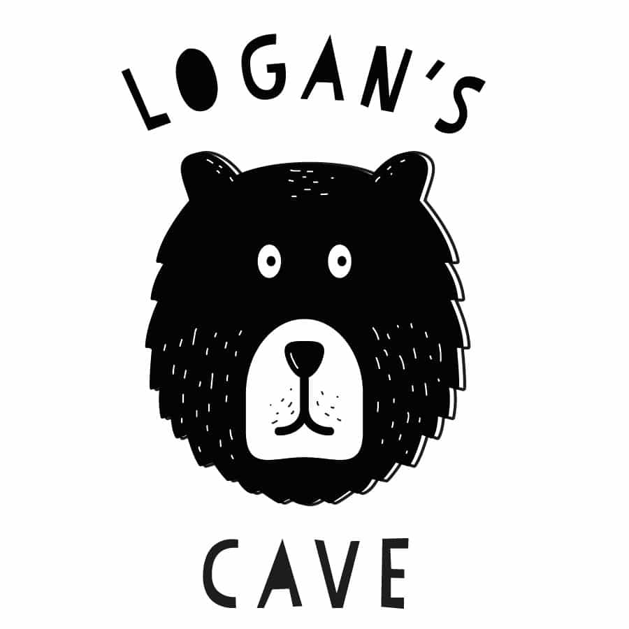 Personalised bear cave wall sticker on a white background