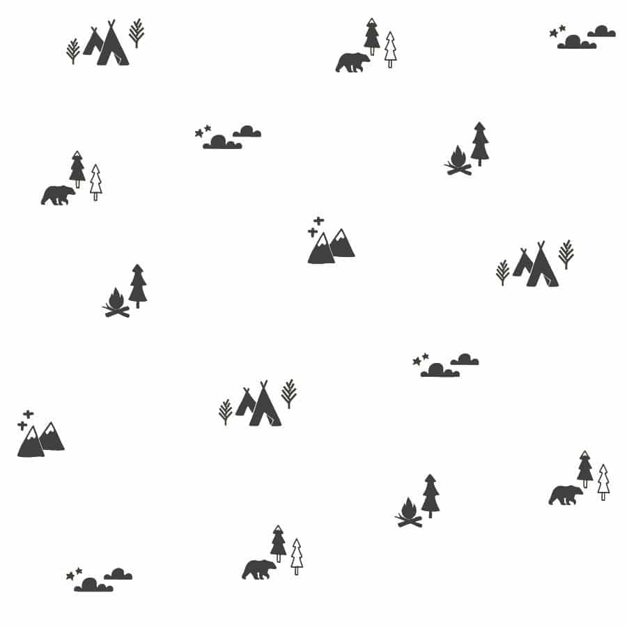 Mountain adventure stickaround wall sticker pack in charcoal grey perfect for a create a contemporary mountain theme in a child's bedroom