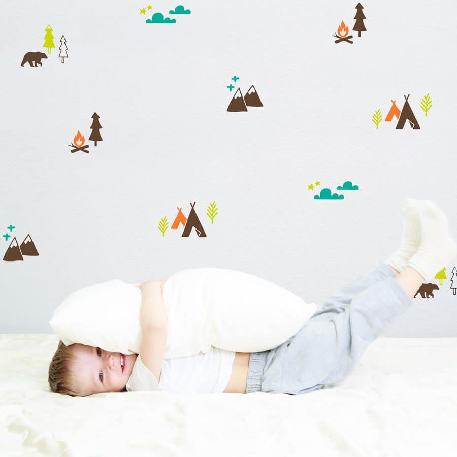 Mountain adventure stickaround wall sticker pack in multicolours perfect for a create a contemporary mountain theme in a child's bedroom