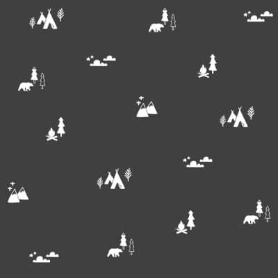 Mountain adventure stickaround wall sticker pack in white on a dark grey background