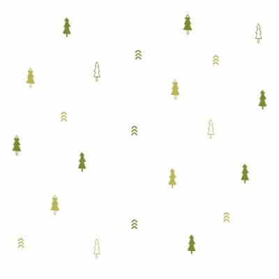 Pine tree forest wall sticker pack in green on a white background