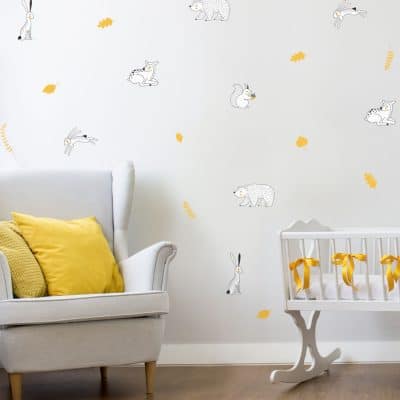 Woodland animal doodles wall sticker pack perfect for creating a contemporary woodland theme in a child's room