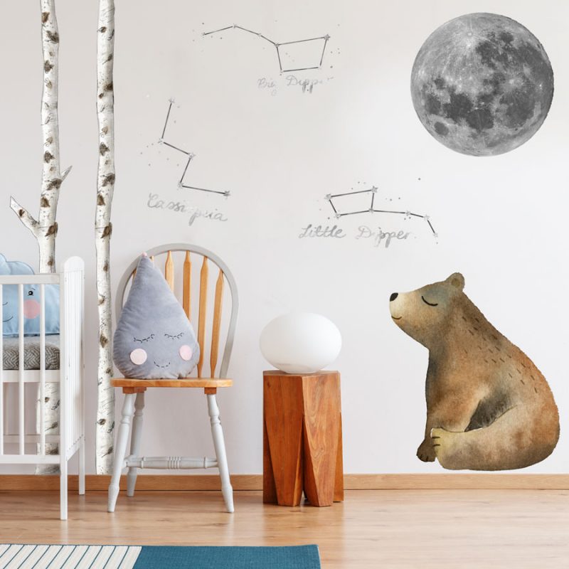 Woodland Night Sky wall sticker pack (Left facing) woodland wall sticker in a nursery