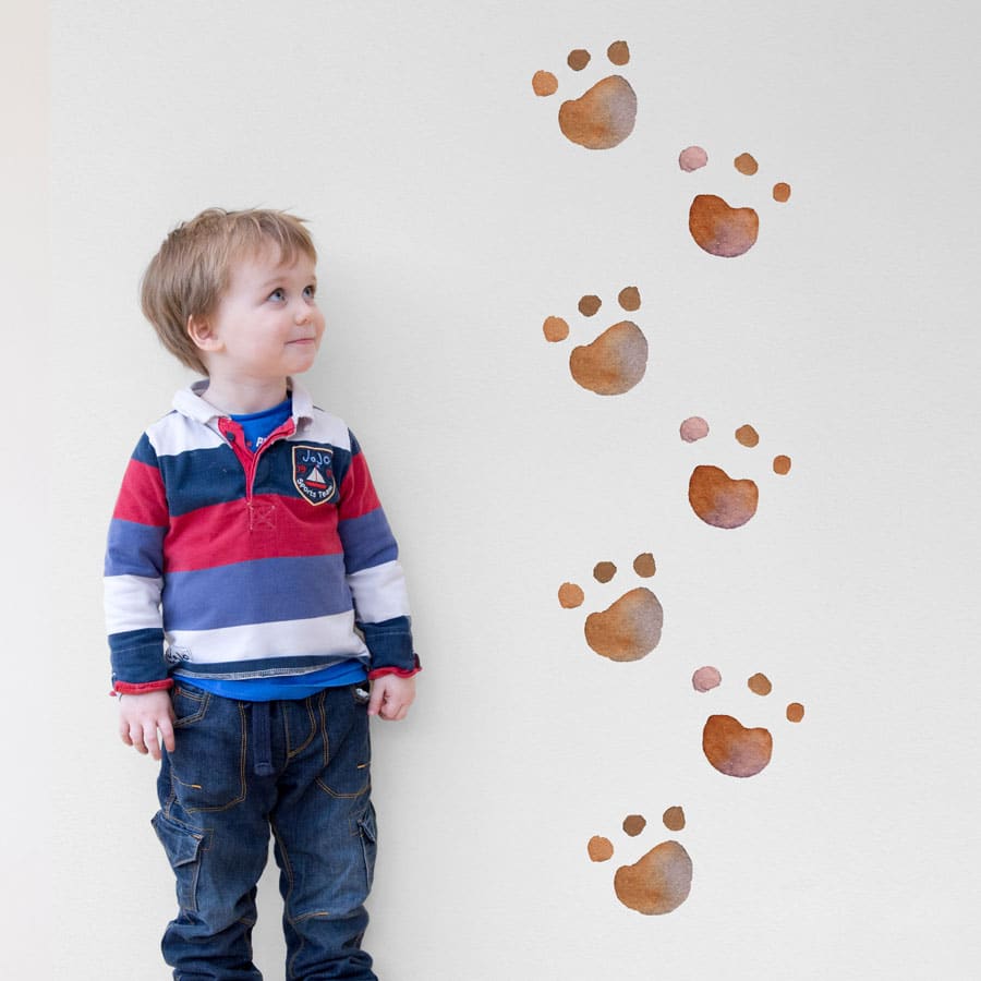 Bear paw print wall stickers perfect for adding a fun woodland theme to your child's bedroom