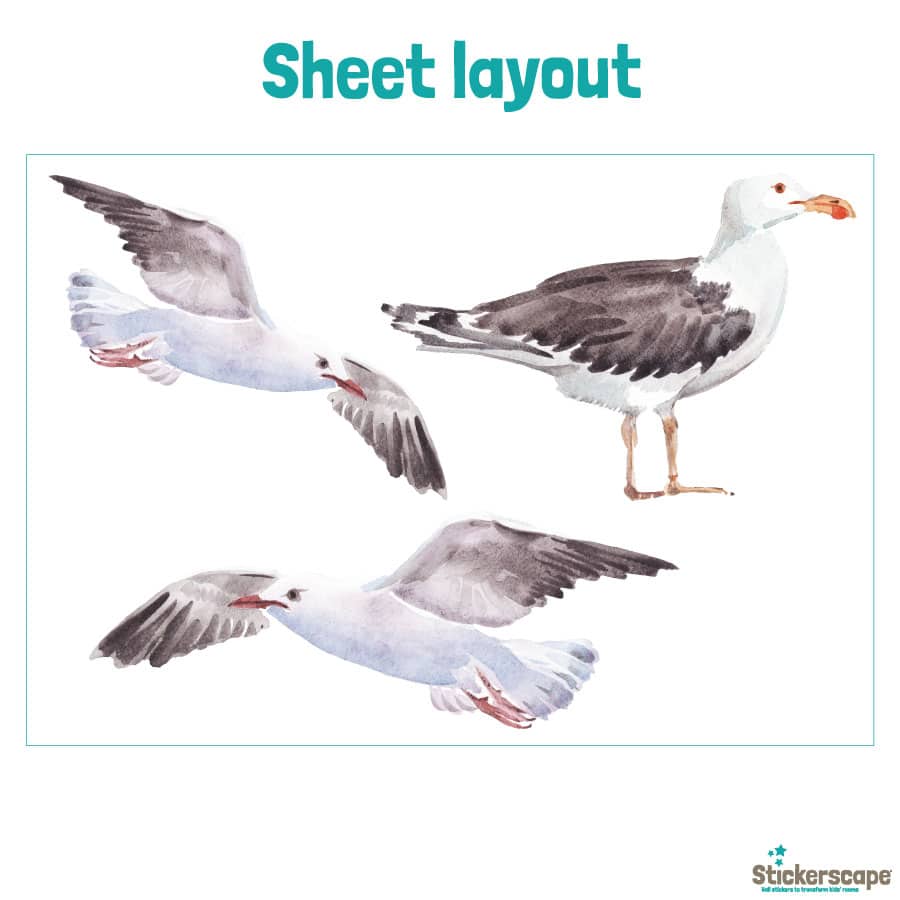 Seagull window stickers sheet layout