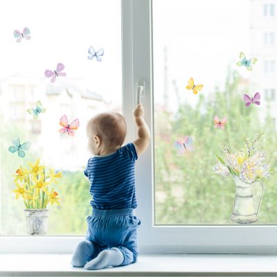 Spring flowers window stickers perfect for decorating your home with during Spring time