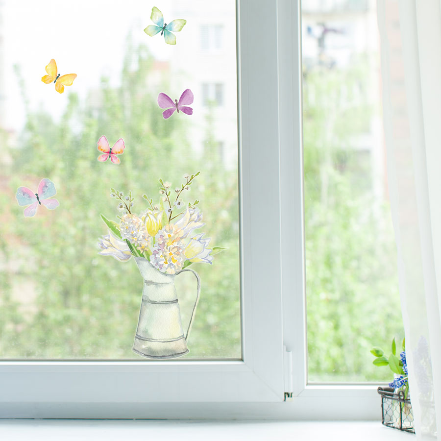 Spring flowers window stickers perfect for decorating your home with during Spring time