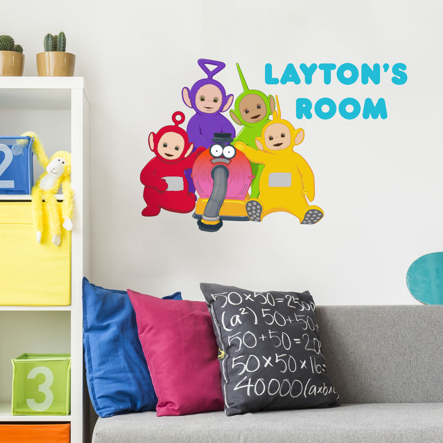 Personalised Teletubbies wall sticker (Large size) perfect for decorating your child's room with personalised Teletubbies decor