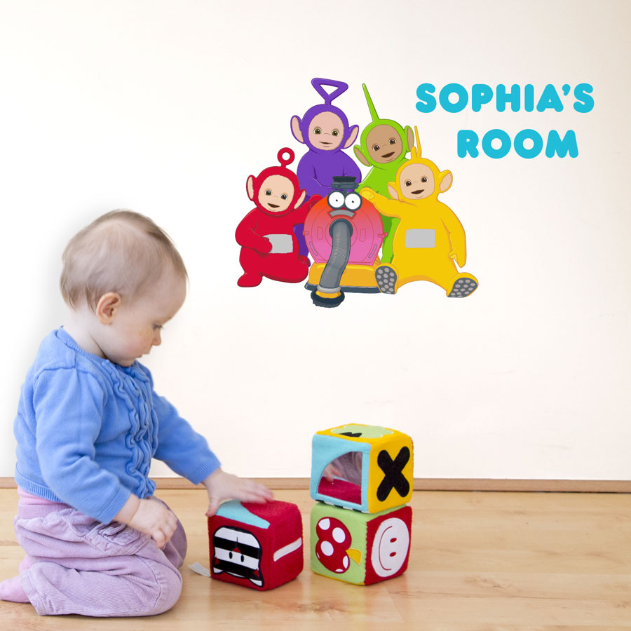 Personalised Teletubbies wall sticker (Regular size) perfect for decorating your child's room with personalised Teletubbies decor