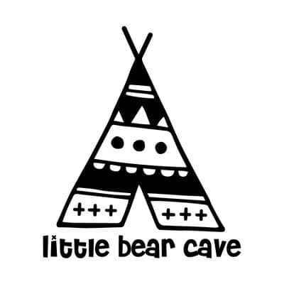 Little bear cave wall sticker in black perfect for decorating a little ones bedroom or playroom in a contemporary woodland theme