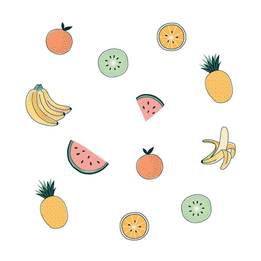 Tropical Fruit wall stickers, jungle wall stickers. Image features the tropical fruit against a white background.