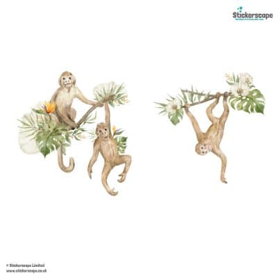 Watercolour Monkeys Wall Sticker