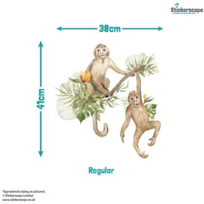 Watercolour Monkeys Wall Sticker (Regular)