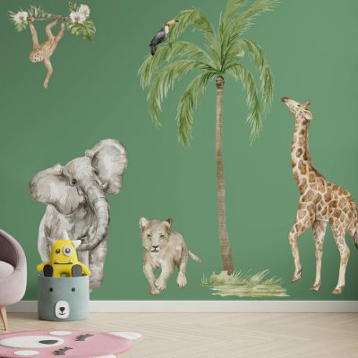 Watercolour Jungle Scene Wall Sticker Pack