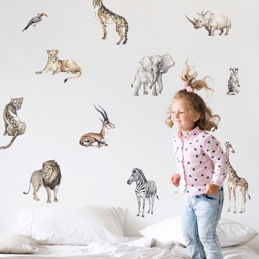 Watercolour Safari Wall Sticker Wall Sticker Pac