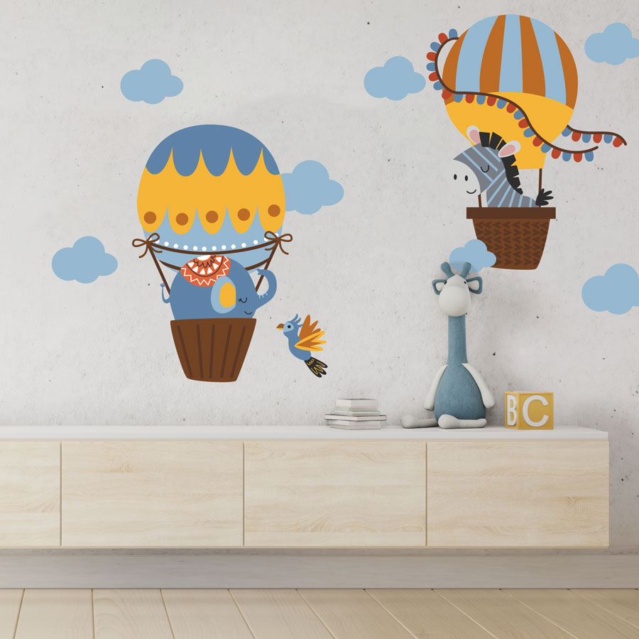 Safari Hot Air Balloons Wall Sticker Pack