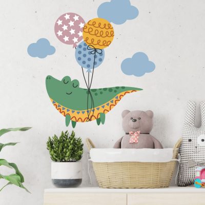Crocodile and Balloons Wall Sticker