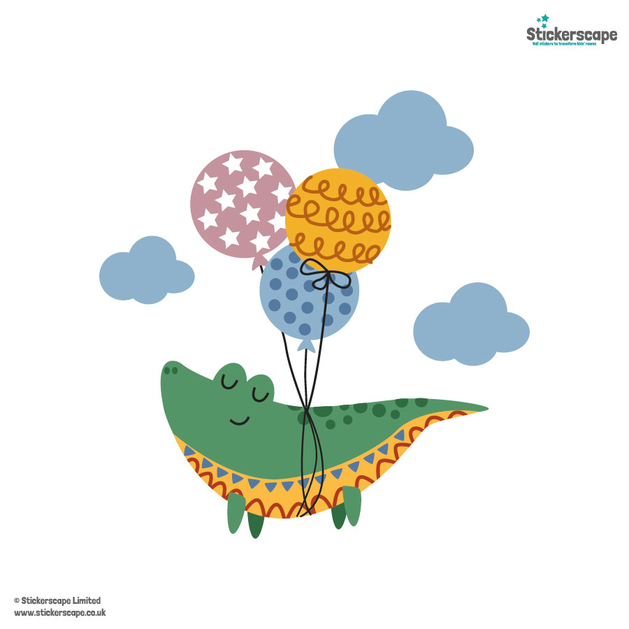 Crocodile and Balloons Wall Sticker