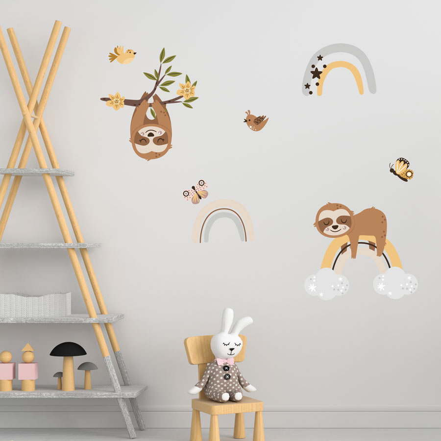Sloths and Rainbows Wall Sticker Pack