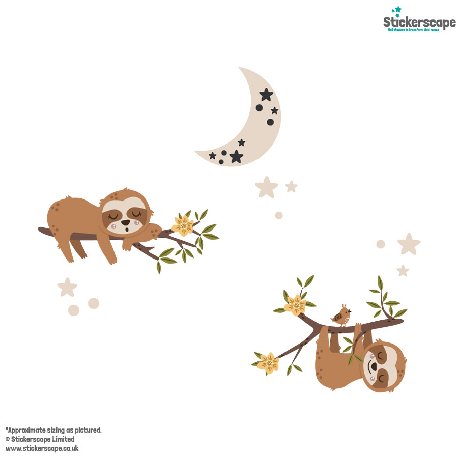 Sleepy Sloths Wall Sticker Pack (Option 2)