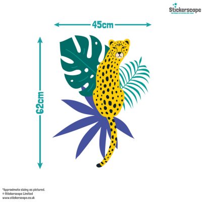 Bright Cheetah and Leaves Wall Sticker