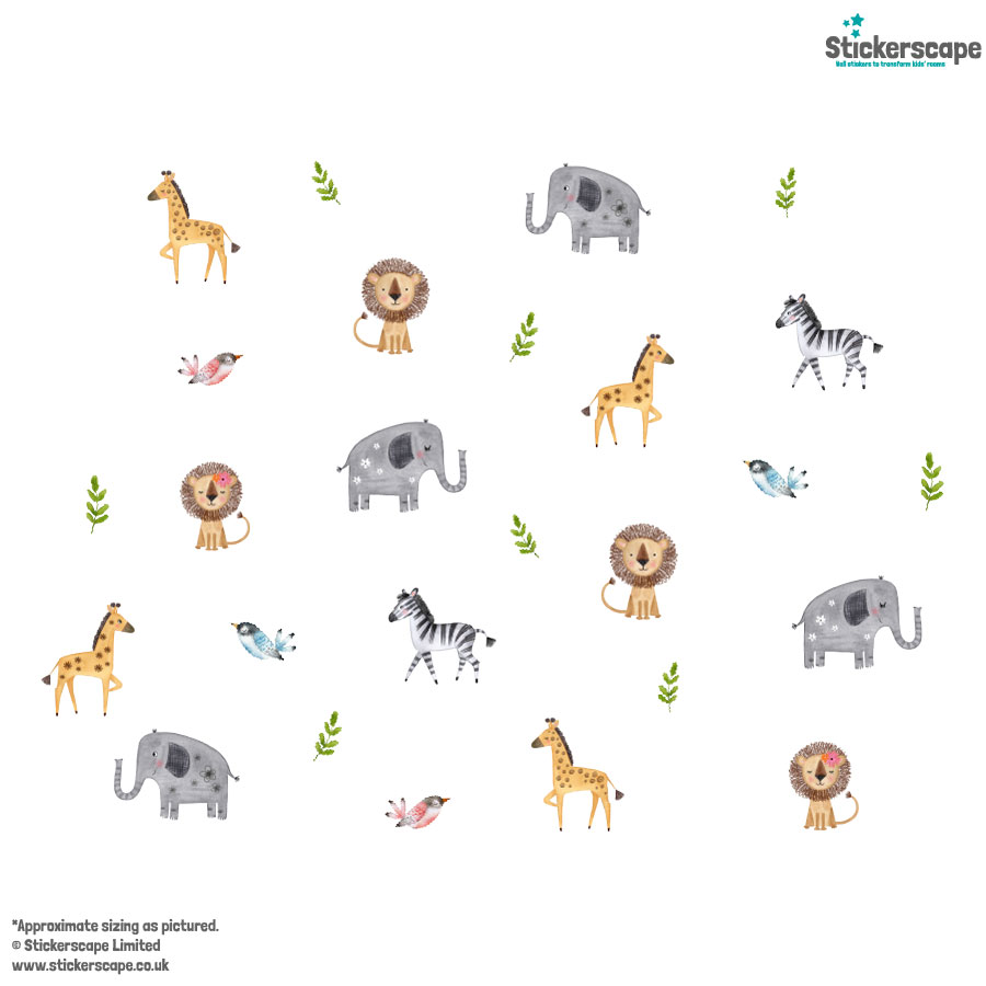 Cute Safari Wall Sticker Pack | Jungle Wall Stickers | Stickerscape