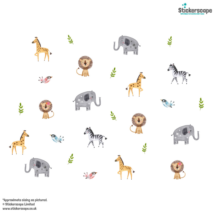 Cute Safari Wall Sticker Pack | Jungle Wall Stickers | Stickerscape Cute Safari Wall Sticker Pack | Jungle Wall Stickers | Stickerscape
