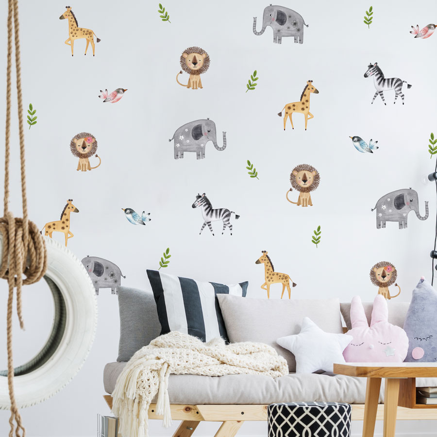 Cute Safari Wall Sticker Pack (Large)