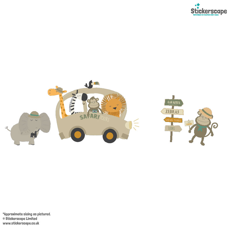 Safari Bus Wall Sticker (Large)