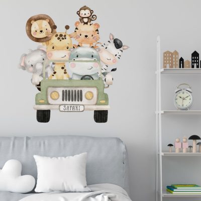 Personalised Safari Jeep Wall Sticker (Large)