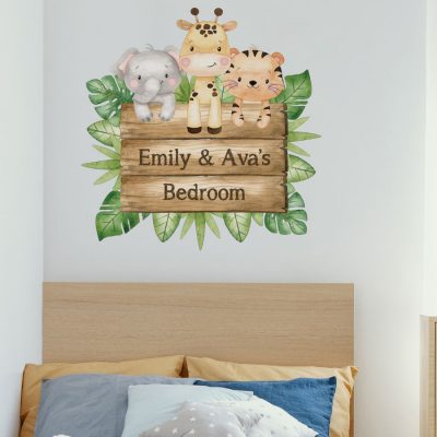 Personalised Safari Sign Wall Sticker (Large)