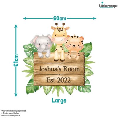 Personalised Safari Sign Wall Sticker (Large)