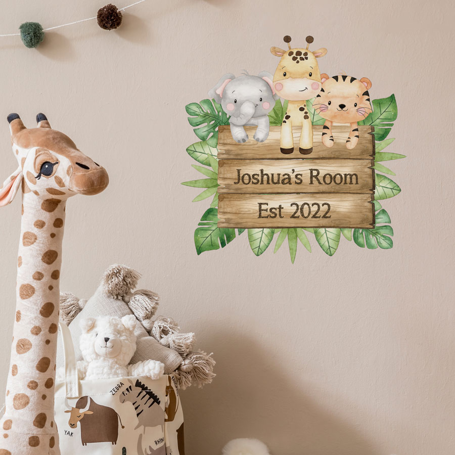 Personalised Safari Sign Wall Sticker (Regular)