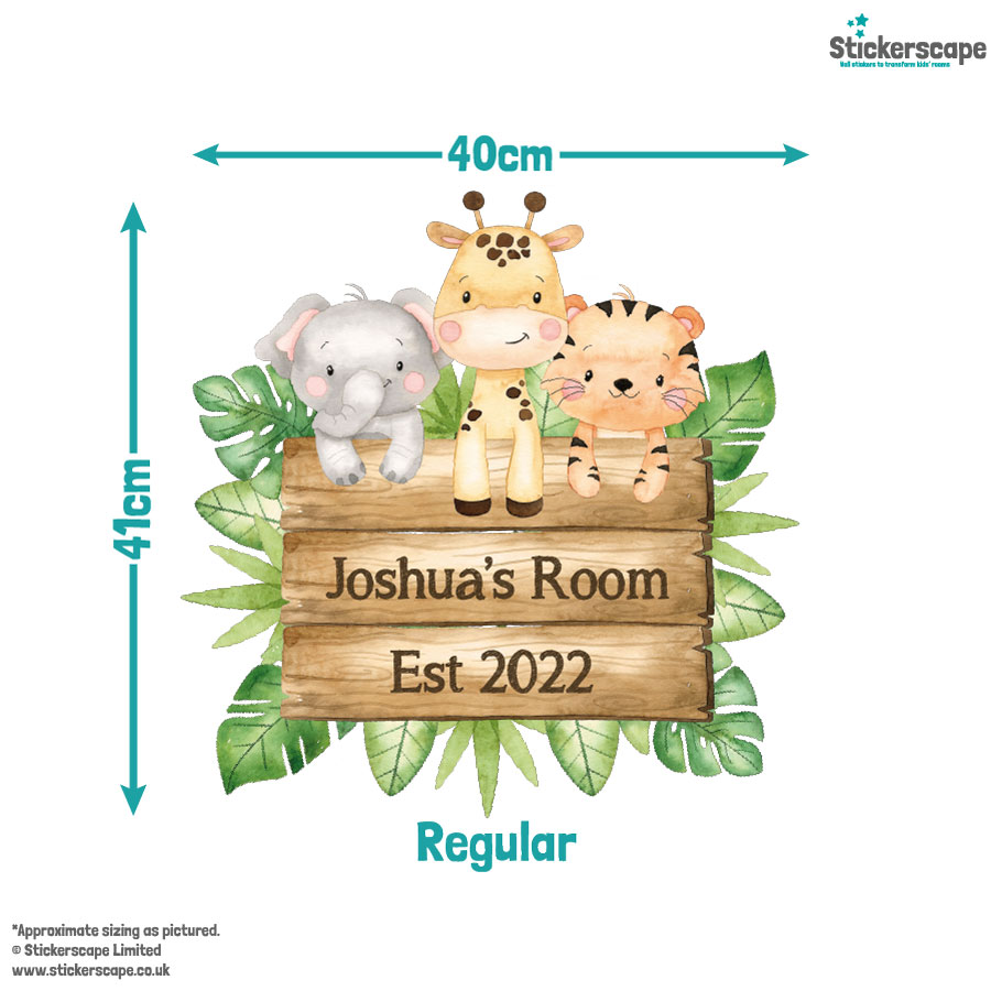 Personalised Safari Sign Wall Sticker (Regular)