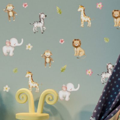 Floral Safari Animals Wall Sticker Pack