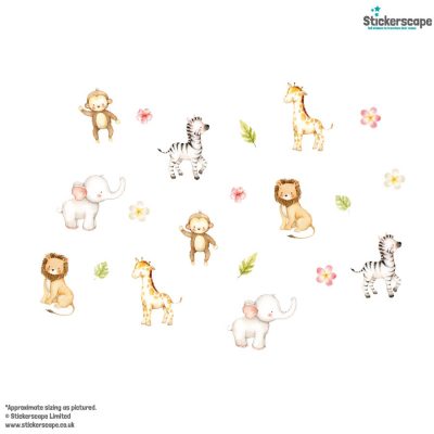 Floral Safari Animals Wall Sticker Pack