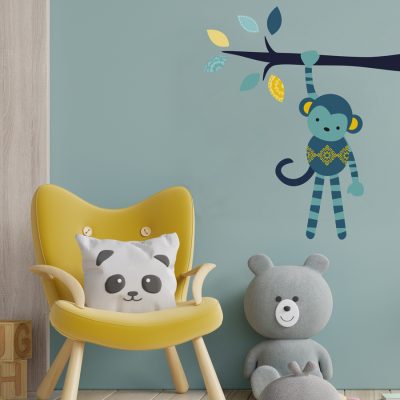 Nursery safari wall sticker (Bold - Monkey and branch - Left)