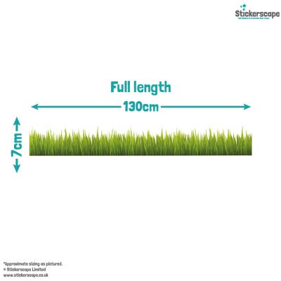 Jungle Grass Wall Sticker shown full length on a white background and shows the measurements of 7cm high and 130cm