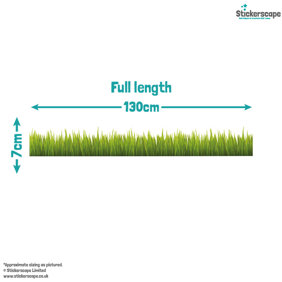 Jungle Grass Wall Sticker shown full length on a white background and shows the measurements of 7cm high and 130cm