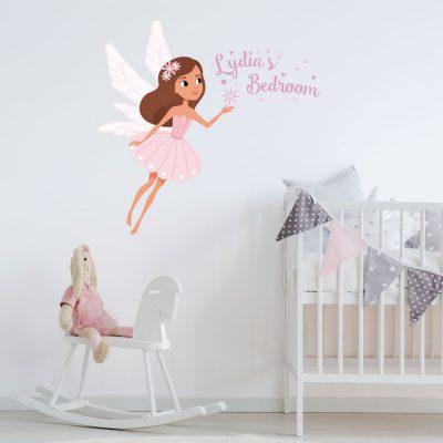 Personalised sparkly fairy wall sticker perfect for creating a fairy themed child's bedroom or playroom