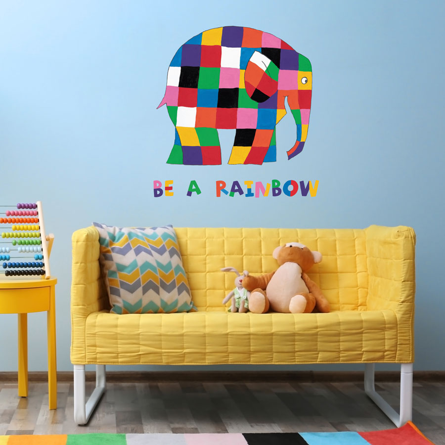 Elmer be a rainbow wall sticker (Large size) perfect for creating an Elmer theme in your child's bedroom or playroom