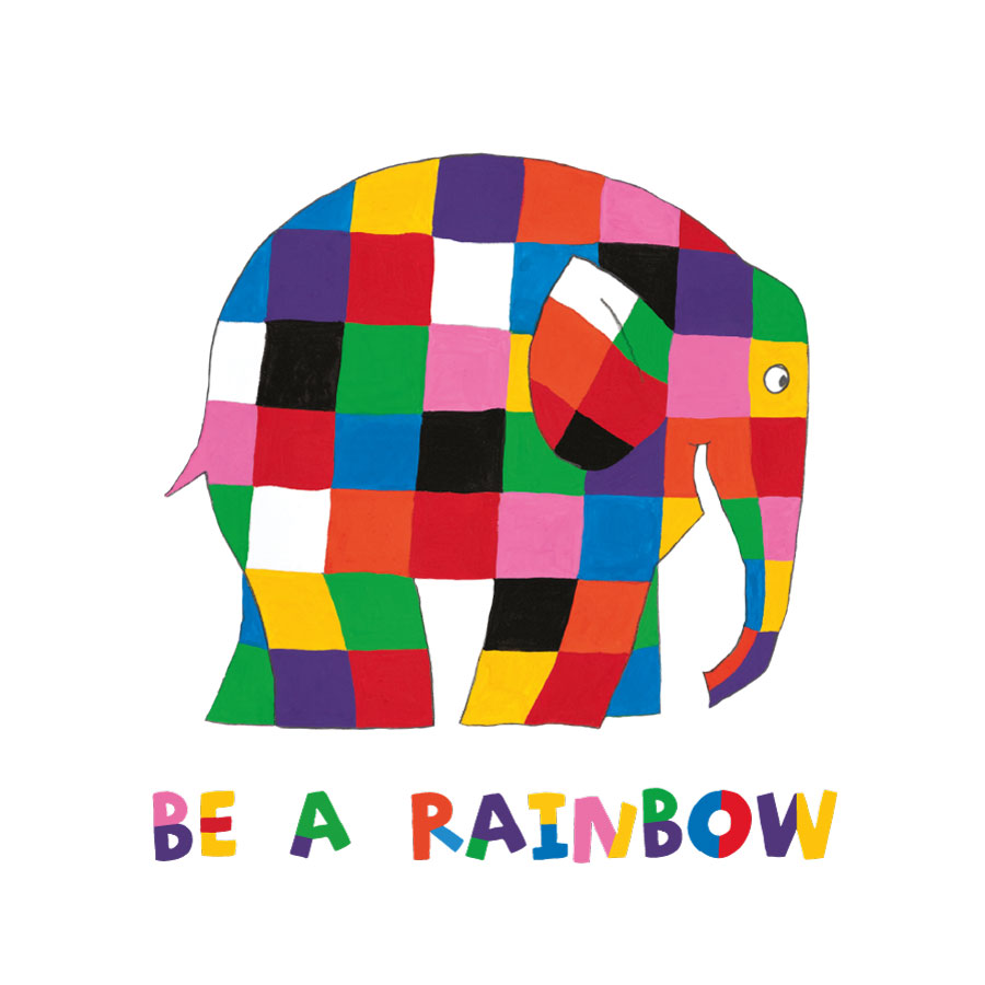 Elmer be a rainbow wall sticker (Regular size) on a white background