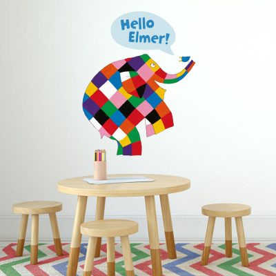 Speech bubble Elmer wall sticker (Large size) perfect for creating an Elmer theme in your child's bedroom or playroom